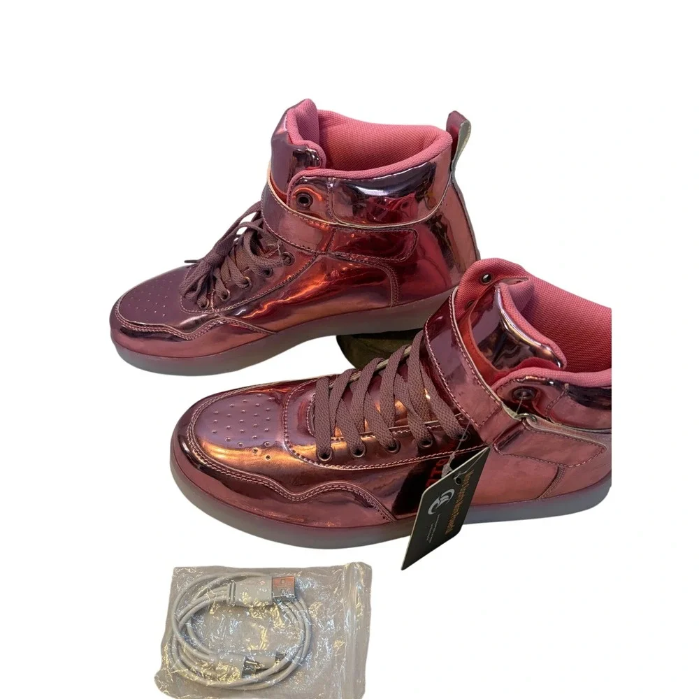 Aptesol Pink Metallic LED Light Up High Top Sneakers Womens‎ Size 10 EU 41 NWT
